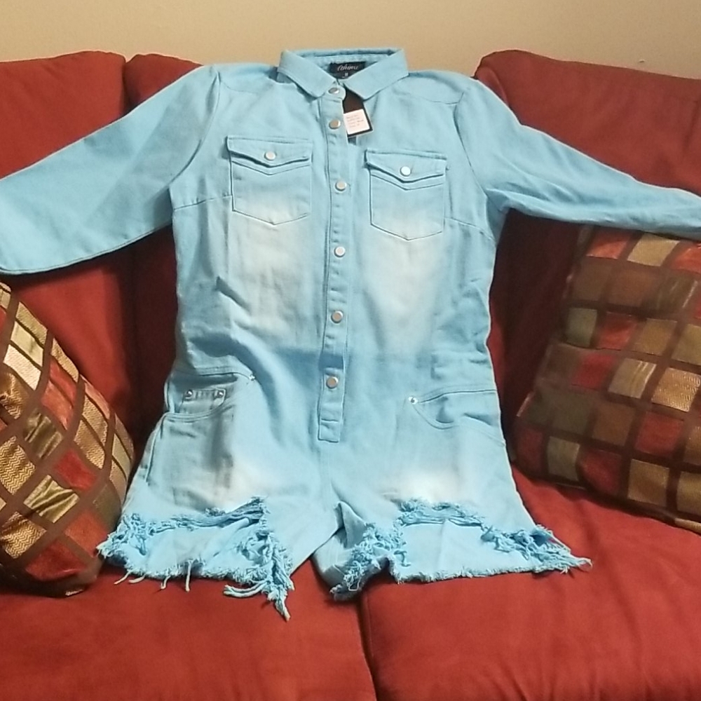 Distress Blue Romper